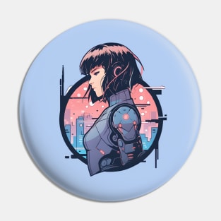 Cybernetic Journeys: Ghost in the Shell Aesthetics, Techno-Thriller Manga, and Mind-Bending Cyber Warfare Art Pin