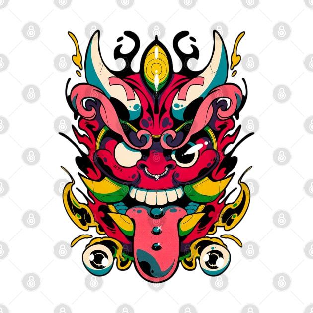 japanese demon mask by TOSSS LAB ILLUSTRATION