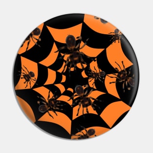 Halloween Tarantula Spiders in Orange and Black Tunnel Pin