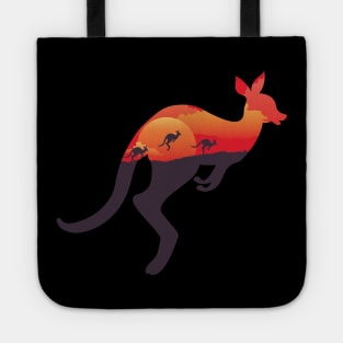 Red sunset and kangaroo Tote