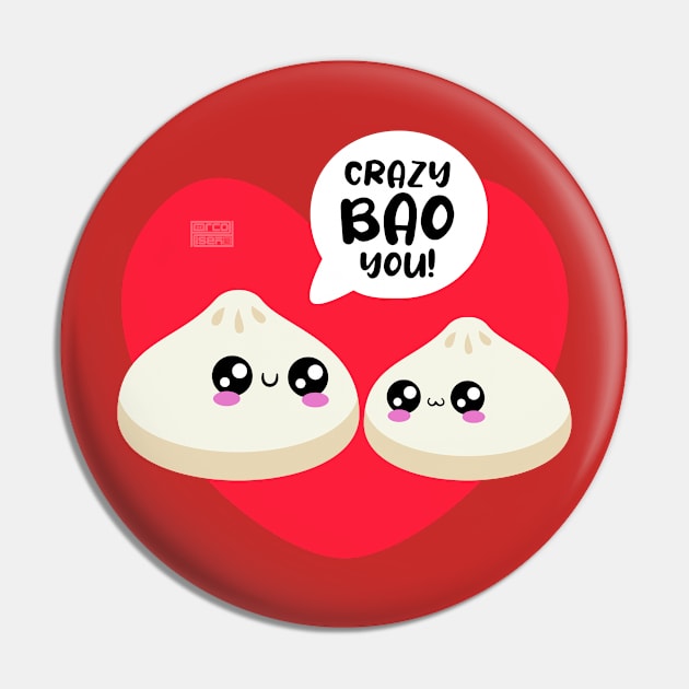 Chinese Crazy Bao You Love Heart Dimsum Valentine's Day Puns Pin by porcodiseno