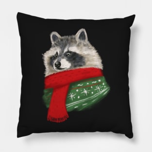 Winter Raccoon Pillow