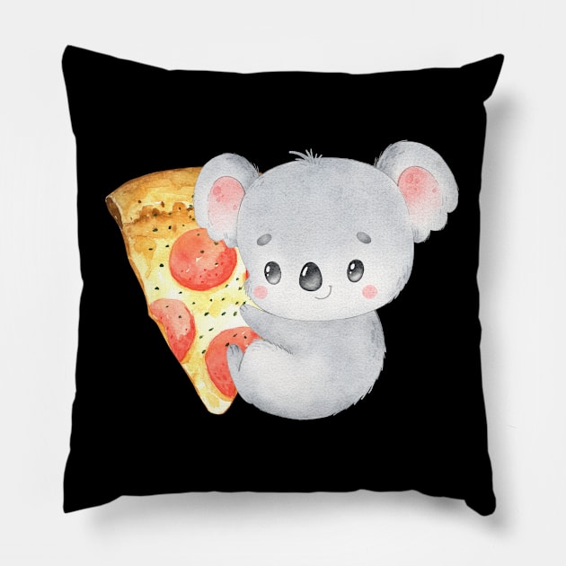 Cute Koala eats pizza perfect gift for pizza and koala lovers and pizza addicts Pillow by BoogieCreates