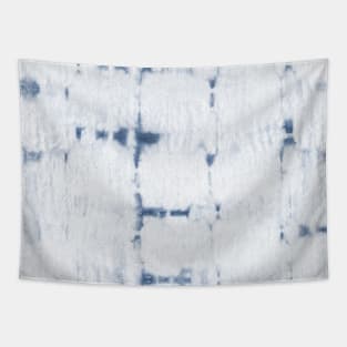 Soft texture of Shibori squares - navy blue and white Tapestry