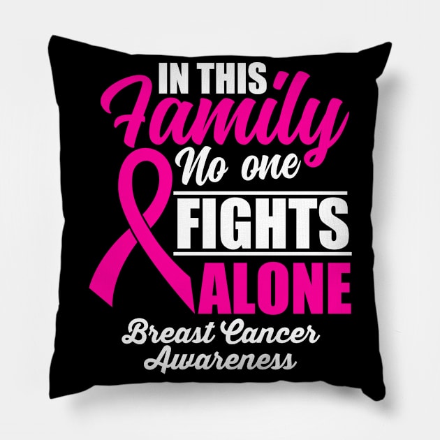 No One Fights Alone Breast Cancer Awareness Pillow by JB.Collection