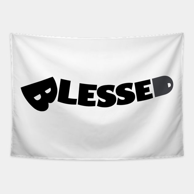 Blessed (straight, black) Tapestry by Cards By Harris