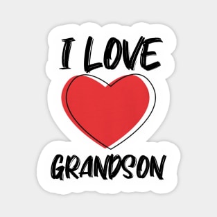 I Love Grandson with Red Heart Magnet