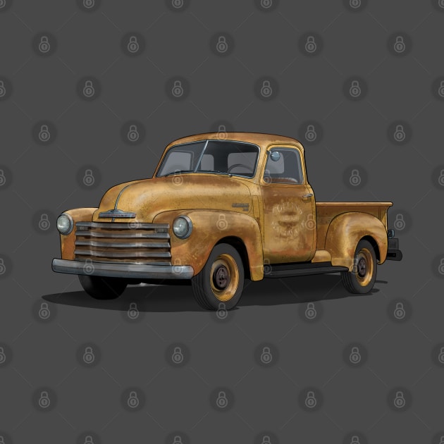 Rusty yellow 1949 Chevrolet pickup Truck by candcretro