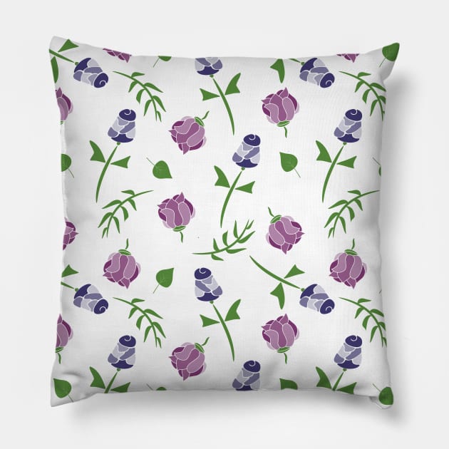 Pretty Pink Purple Lavender and White Roses Floral Pillow by FabulouslyFestive