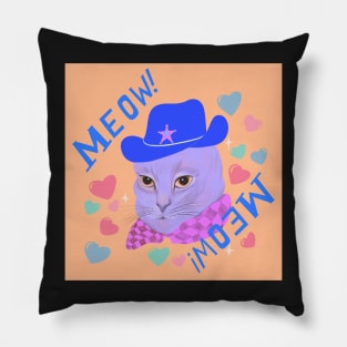 Cat Cowboy Pillow