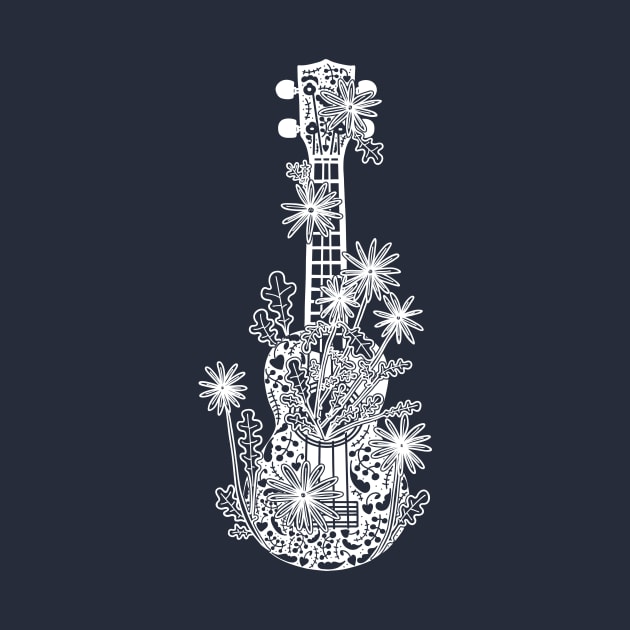 Floral ukulele - light on dark by chickfish