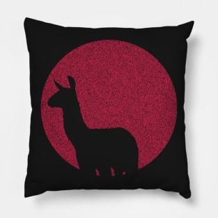 Distressed Minimalistic Red Sun Llama Silhouette Pillow