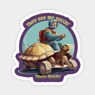 They See Me Rollin' They Hatin' Funny Turtle Rider Magnet