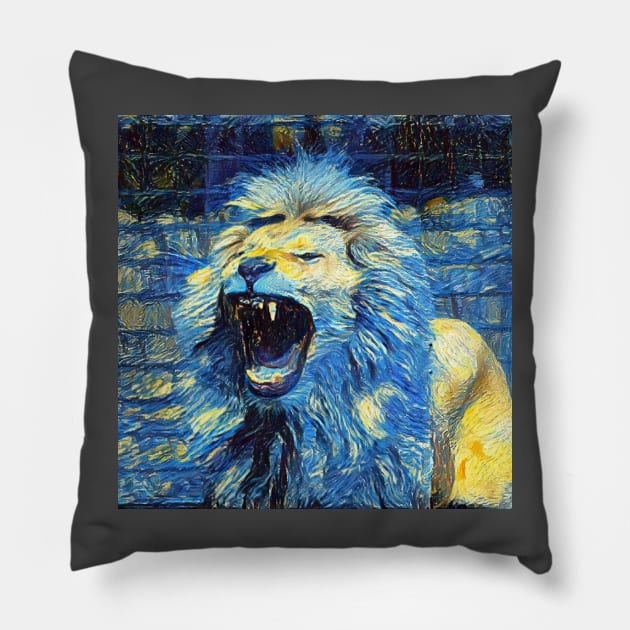 lion painting (leo art, lion king) Pillow by Thepurplepig