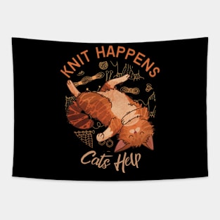 Knit Happens, Cats Help - Red Cat Tapestry