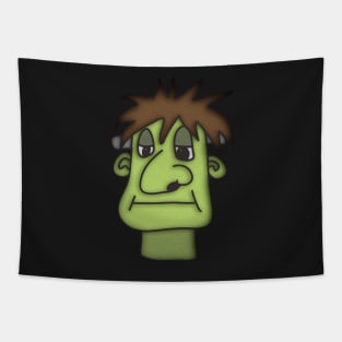 Green Goofy Halloween Face Tapestry