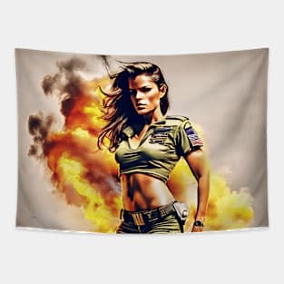 Military woman Tapestry