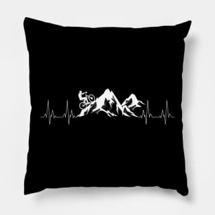 Cool Mountain Bike Gift Heartbeat  Funny Biking Rider Lover Pillow