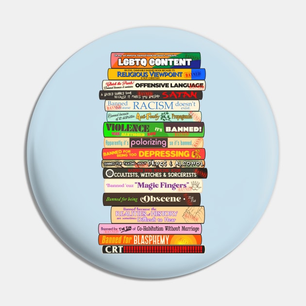 Banned Books Stack - Reasons Books are Challenged Pin by darklordpug