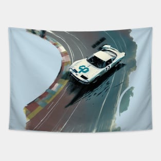 Retro Nascar Race Day Tapestry