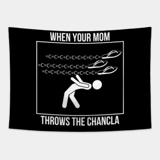 La Chancla Mexican Meme Dodging Bullet Time Parody Tapestry