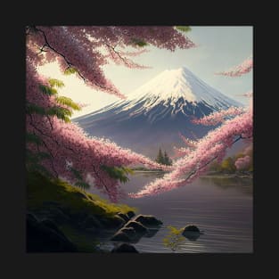 Spring Scenery, Mount Fuji Landscape View T-Shirt