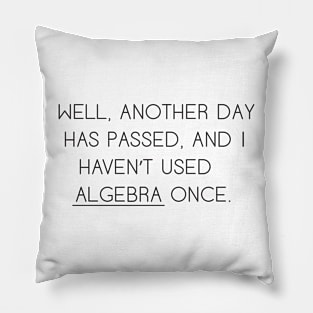 Well Another Day Has Passed and I haven't Used Algebra Once Pillow