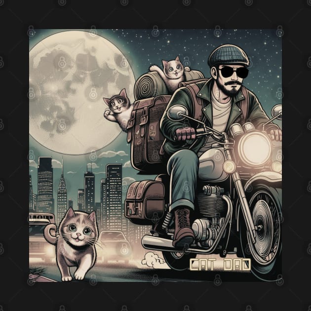 Roaming Riders: Motorbiker Cat Dad Adventure by DAZu