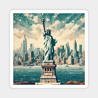 The Statue of liberty New York Abstract Cityscape Magnet