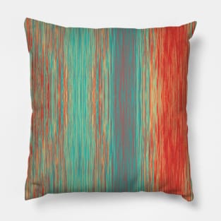 Bright Orange Turquoise Green Rough Stripes Pillow