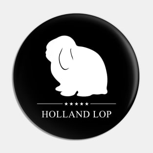 Holland Lop Rabbit White Silhouette Pin