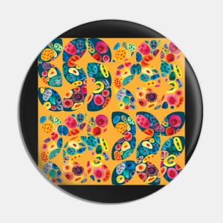 70s vibes retro pattern in semicircles, watercolor Pin