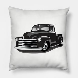 1948 Black Chevy Pickup Truck Pillow