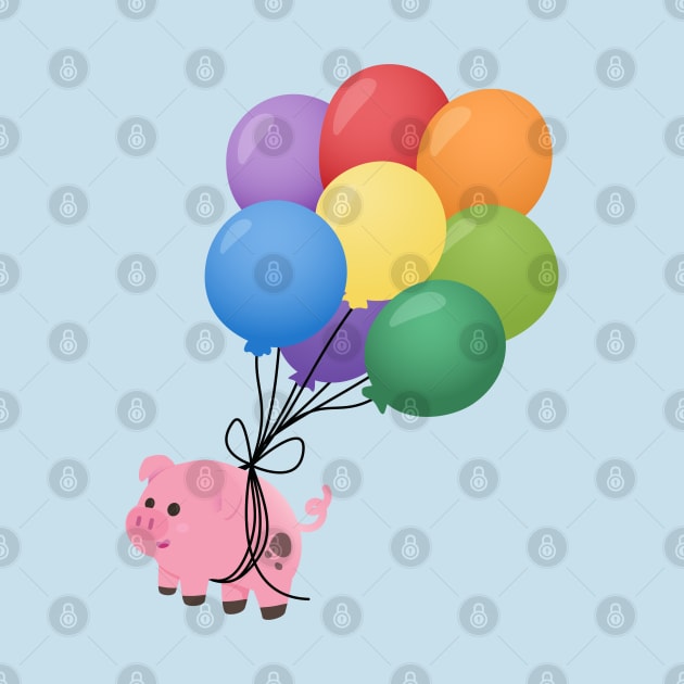 Flying Pig - Balloons by StrayKoi