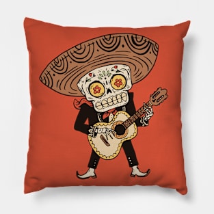 Day of the Dead Mariachi with Guitar & Sombrero Pillow