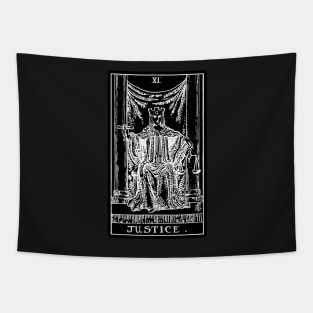 XI. Justice Tarot Card | Obsidian and Pearl Tapestry