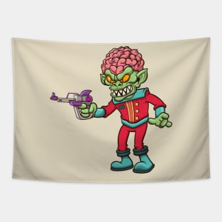 Evil Alien With Space Gun Tapestry