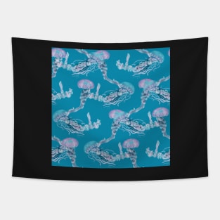 Criss Cross Jellysauce Coral Blue Tapestry