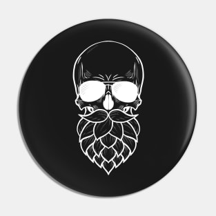 Hop Bearded Skull White Pin