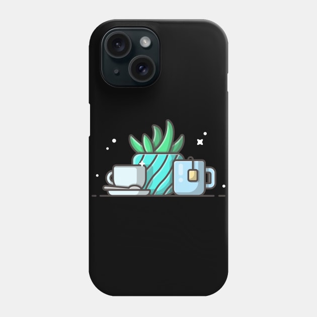 Hot tea, coffee and plant Phone Case by Catalyst Labs