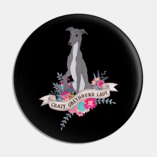 Crazy Greyhound Lady Pin