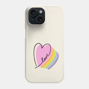 Pastel Rainbow Heart Love Letters Line Art Phone Case