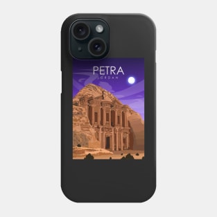 Petra Jordan Vintage Minimal Travel Poster at Night Phone Case