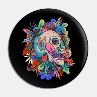 A vibrant autumn skull Pin