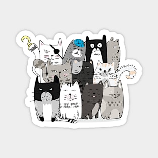 Cats gang, funny cat Magnet