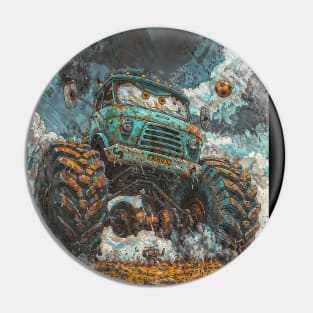 A Monster Truck in Action Pin