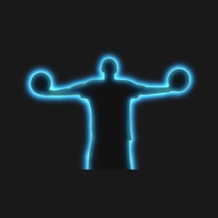 Glowing Neon Basketball Silhouette - Black T-Shirt