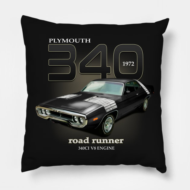 Plymouth Road Runner 72 Pillow by hardtbonez