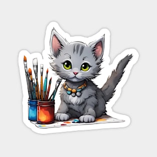 Cat painter Magnet