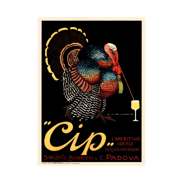 Turkey CIP THE PERFECT APERITIF Padova Italy Vintage Alcohol Art Deco Poster by vintageposters